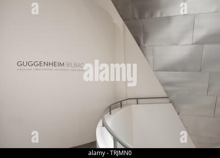 La sezione interna del Museo Guggenheim, Bilbao, Spagna Foto Stock