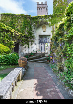 Ingresso di Villa Cimbrone Hotel e il giardino di Ravello, Italia Foto Stock