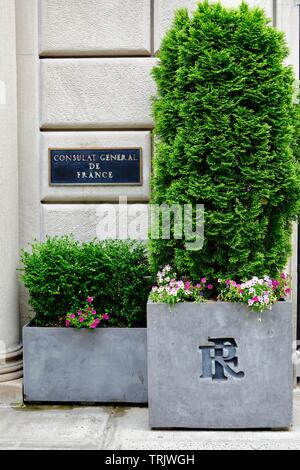 Consulat Général de France, Consolato francese, Fifth Avenue, New York, NY, STATI UNITI D'AMERICA. Foto Stock