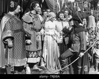 ERROL FLYNN e Olivia de Havilland in LE AVVENTURE DI ROBIN HOOD 1938 registi Michael Curtiz e William Keighley Warner Bros Foto Stock