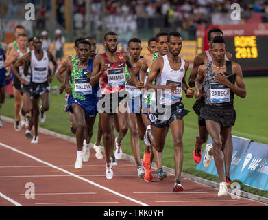 Roma - Italia 6 Giugno 2019: Selemon Barega (ETH) e Telahun Haile Bekele (ETH) concorrenti negli uomini del 5000m gara durante il Golden Gala IAAF Diamond League Foto Stock