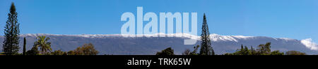 Una rara nevicata vicino al sumit del cratere Haleakala in Haleakala National Park, Maui vulcano dormiente, Hawaii. Foto Stock