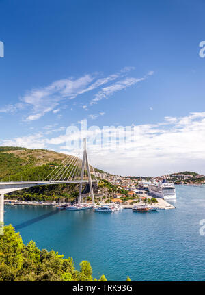 Panorama impressionante di Franjo Tudman ponte di Dubrovnik, Croazia Foto Stock