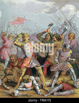 Enrico V d'Inghilterra (1386-1422) combattimenti durante la Guerra dei cent'anni in un edificio del XIX secolo artwork Foto Stock