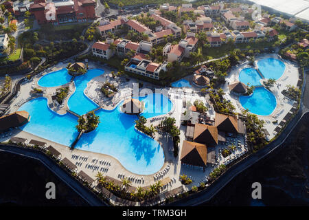 Europa Spagna Isole Canarie La Palma, Biosfera UNESCO sito, vista aerea di Hotel Teneguia Princess Foto Stock