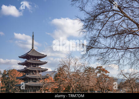 La Suma-dera tempio con antiche in legno pagoda in autunno park a Kobe, Giappone Foto Stock