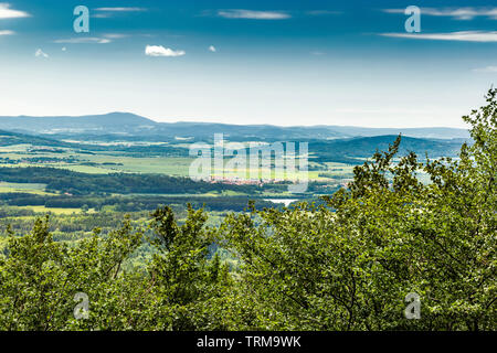 Vista Panoramatic della Boemia meridionale e il paesaggio circostante, Repubblica Ceca. Foto Stock