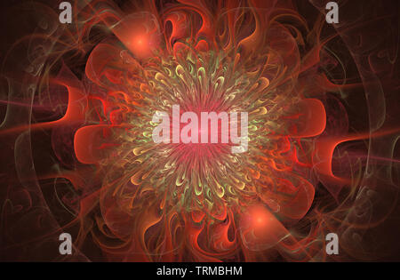 Brillante lucido e esotico motivo floreale. Bellissimo fiore astratto per progetti artistici, schede, business, poster. 3D'illustrazione, generati con il computer frac Foto Stock