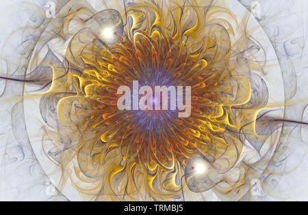 Brillante lucido e esotico motivo floreale. Bellissimo fiore astratto per progetti artistici, schede, business, poster. 3D'illustrazione, generati con il computer frac Foto Stock