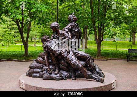 Vietnam Veterans Memorial, donne's Memorial tre infermieri e un soldato ferito sul National Mall di Washington Foto Stock