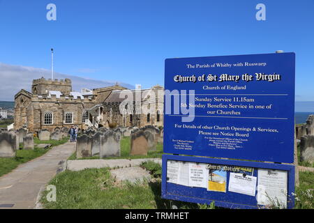 Chiesa di Santa Maria Vergine, Abbazia pianura, Whitby, Borough di Scarborough, North Yorkshire, Inghilterra, Gran Bretagna, Regno Unito, Gran Bretagna, Europa Foto Stock