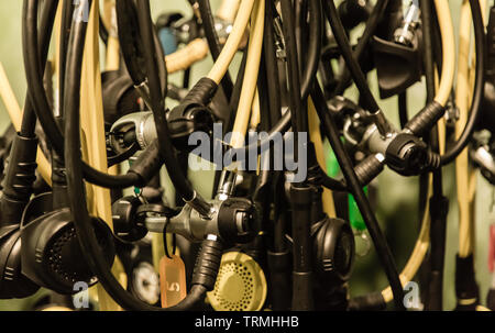 Attrezzatura per immersioni bombole di ossigeno tubo closeup view Foto Stock