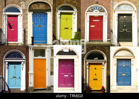 Set di stile Georgiano tipico le porte nella città di Dublino Foto Stock