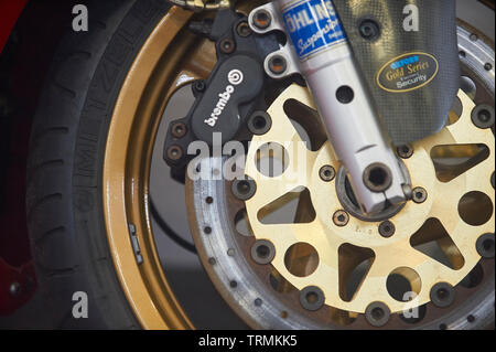 Close up dettaglio di MV Agusta freno a disco da Brembo Foto Stock