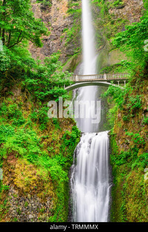 Cascate Multnomah, Oregon, Stati Uniti d'America situato in Columbia River Gorge. Foto Stock