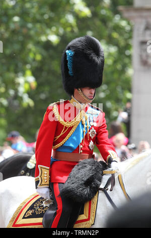 Londra, UK, 8 giugno 2019. Il principe William durante il Trooping il colore della regina parata di compleanno nel centro di Londra Foto Stock