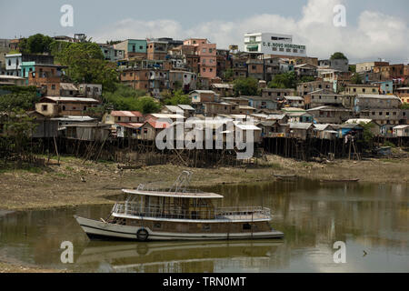 Igarapé, palafitte, Amazônia, Manaus, Amazonas, Brasile Foto Stock