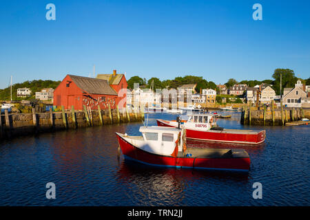 Rockport Porto. Rosso capannone di pesca sanno come Motif numero uno, Rockport, Massachussetts, New England, STATI UNITI D'AMERICA Foto Stock