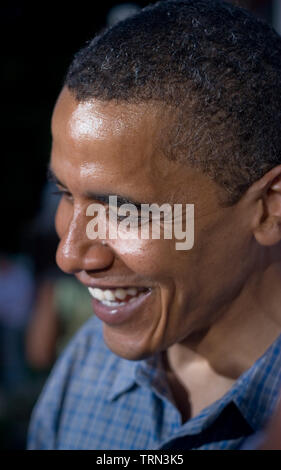 Barack Hussein Obama fotografato in Fairfield Iowa durante la campagna elettorale per le presidenziali. Egli è un avvocato americano e politico che ha servito come la quarantaquattresima Foto Stock