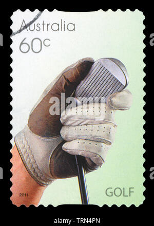 AUSTRALIA - circa 2011: un timbro stampato in Australia dedicata al golf, circa 2011. Foto Stock