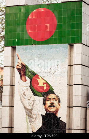 Petrapole Benapole, India, 1 maggio 2019 - Foto di Bangabandhu Sheikh Mujibur Rahman, padre fondatore della nazione e la Repubblica popolare del Bangladesh n Foto Stock