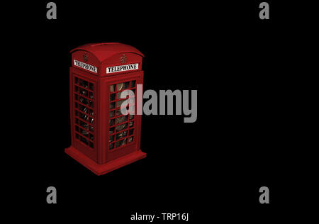 Red salvadanaio in stile classico British casella Telefono. Foto Stock