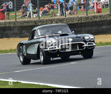 Simeone Chodosh, Adam Chodosh, Chevrolet Corvette, Bernies V8s, Classic noi muscolo auto, American Speedfest VII, Brands Hatch, giugno 2019, automobili, un Foto Stock