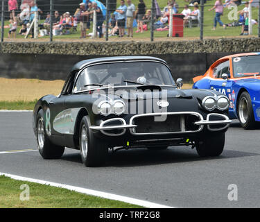 Simeone Chodosh, Adam Chodosh, Chevrolet Corvette, Bernies V8s, Classic noi muscolo auto, American Speedfest VII, Brands Hatch, giugno 2019, automobili, un Foto Stock