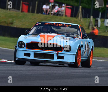 Rikki Cann, Aston Martin V8, Bernies V8s, Classic noi muscolo auto, American Speedfest VII, Brands Hatch, giugno 2019, automobili, Autosport, automobili, circuiti Foto Stock