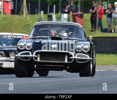 Simeone Chodosh, Adam Chodosh, Chevrolet Corvette, Bernies V8s, Classic noi muscolo auto, American Speedfest VII, Brands Hatch, giugno 2019, automobili, un Foto Stock