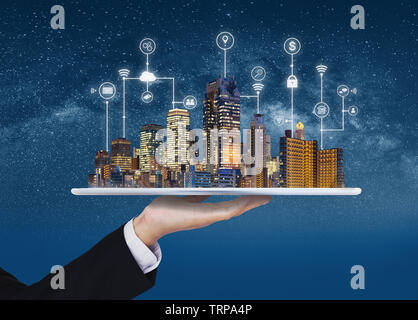 Smart city, la tecnologia edilizia e immobili business Foto Stock