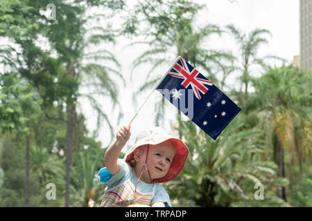 Sydney CBD area e hide park persone celebrano la giornata australiana Foto Stock
