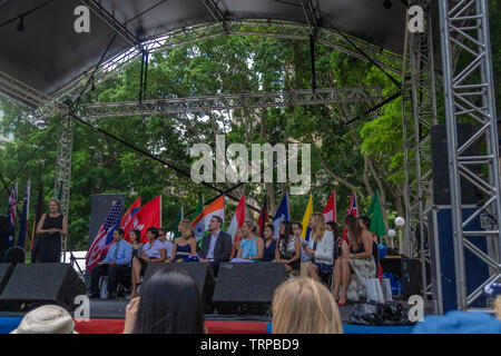 Sydney CBD area e hide park persone celebrano la giornata australiana Foto Stock