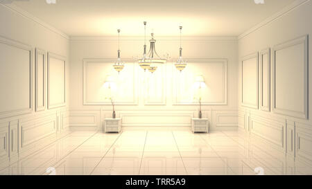 Di lusso stile Scandinavo camera classic interni di parete .3D rendering Foto Stock