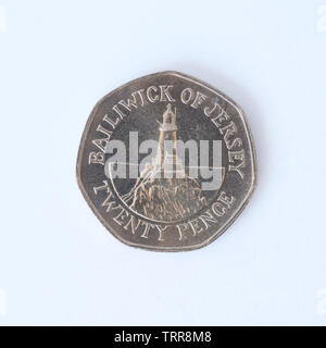 Jersey 20 pence - Elisabetta II Coin - 1997 Foto Stock