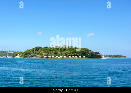 Vista della Scenic Iririki Island Resort a Port Vila, l'isola di Efate, Vanuatu, Melanesia Foto Stock