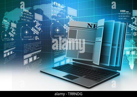 Schermo portatile mostra ultime notizie online Foto Stock