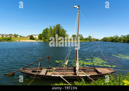 Indre-et-Loire (37) Savonnieres, // Francia. Indre et Loire. Barca tradizionale sulle rive del Cher. Foto Stock