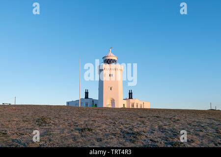 South Foreland Faro sulla alla costa del Kent nr Dover su un gelido mattino. Foto Stock