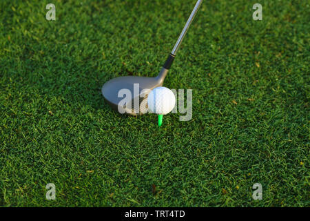 Golf club in procinto di putt una pallina da golf Foto Stock