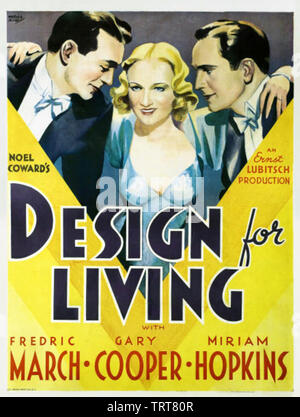 DESIGN PER VIVERE 1933 Paramount Pictures commedia con Gary Cooper, Miriam Hopkins e Fredric March Foto Stock