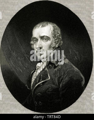 JAMES GILLRAY (1756/7- 1815) caricaturista inglese in una incisione sulla base di una miniatura del ritratto di auto Foto Stock