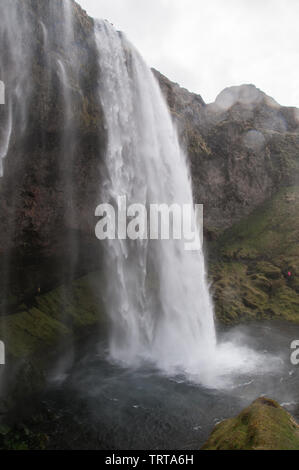 Seljalandsfoss cascata. Seljalandsfoss è situato nella zona sud dell'Islanda destra dal percorso 1. Foto Stock