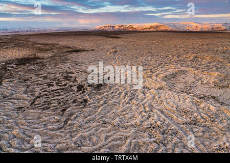 Inverno, Eldhraun campo di lava, South Coast, Islanda Foto Stock