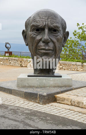 Mougins, Francia - 03 Aprile 2019: Pablo Picasso monumento nel villaggio di Mougins Foto Stock