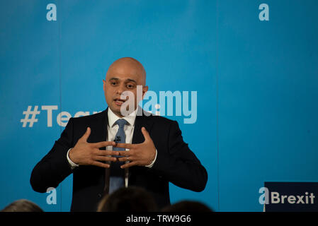 Londra, Regno Unito. 12 Giugno, 2019. Home Secretary Sajid Javid lancia la sua offerta per essere leader del conservatore e il Partito unionista e il Primo Ministro. Credito: Claire Doherty/Alamy Live News Foto Stock