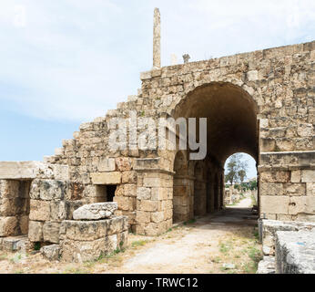 Ripristinato sedi dell'ippodromo, Al Bass sito archeologico, pneumatico, Libano Foto Stock