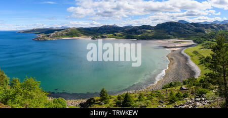 Vista panoramica della baia di Gruinard, Wester Ross National Scenic Area, altopiani, Scozia Foto Stock