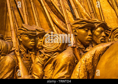 Africana di soldati americani, 54th Massachusetts primo nero reggimento Unione Guerra civile modello monumento Smithsonian Institution di Washington DC. Augusto Sain Foto Stock