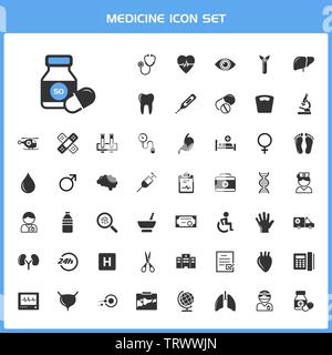 Medicina piana icon set. Isolato illustrazione vettoriale Illustrazione Vettoriale
